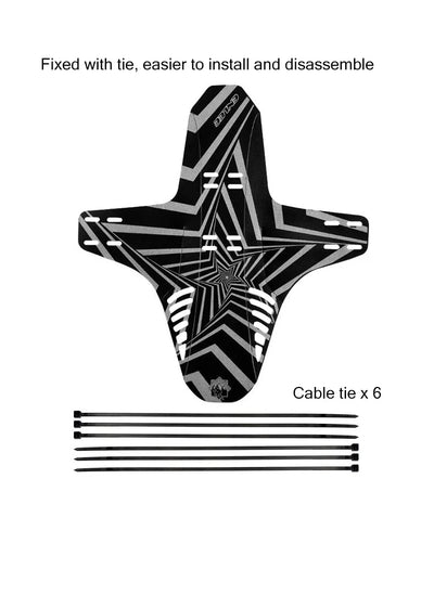 Reflective MTB bike mudguard fender with easy installation, featuring a star design and included cable ties.