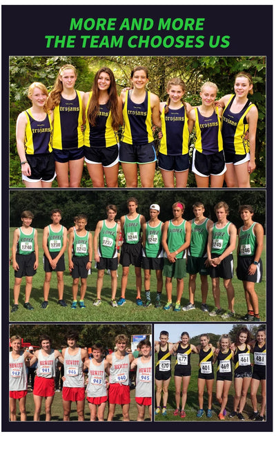 Team photos showcasing athletes in track and field uniforms, promoting unity and sportsmanship in running.