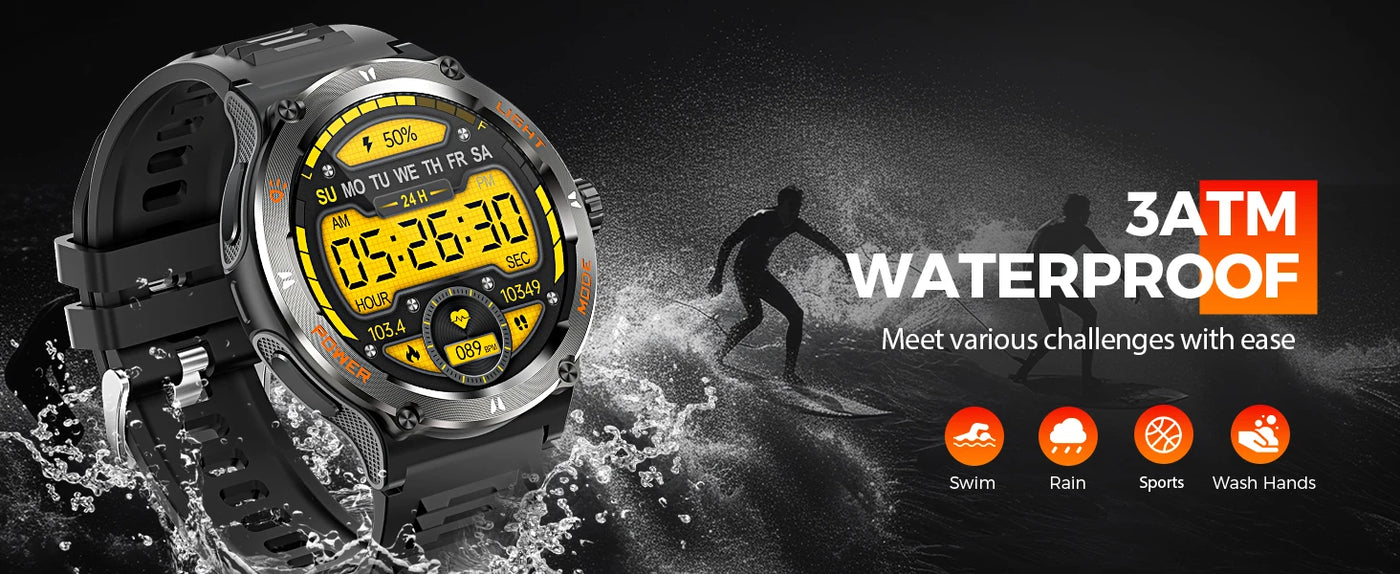 LaNikar Smart Watch waterproof with digital display, perfect for sports and outdoor activities.