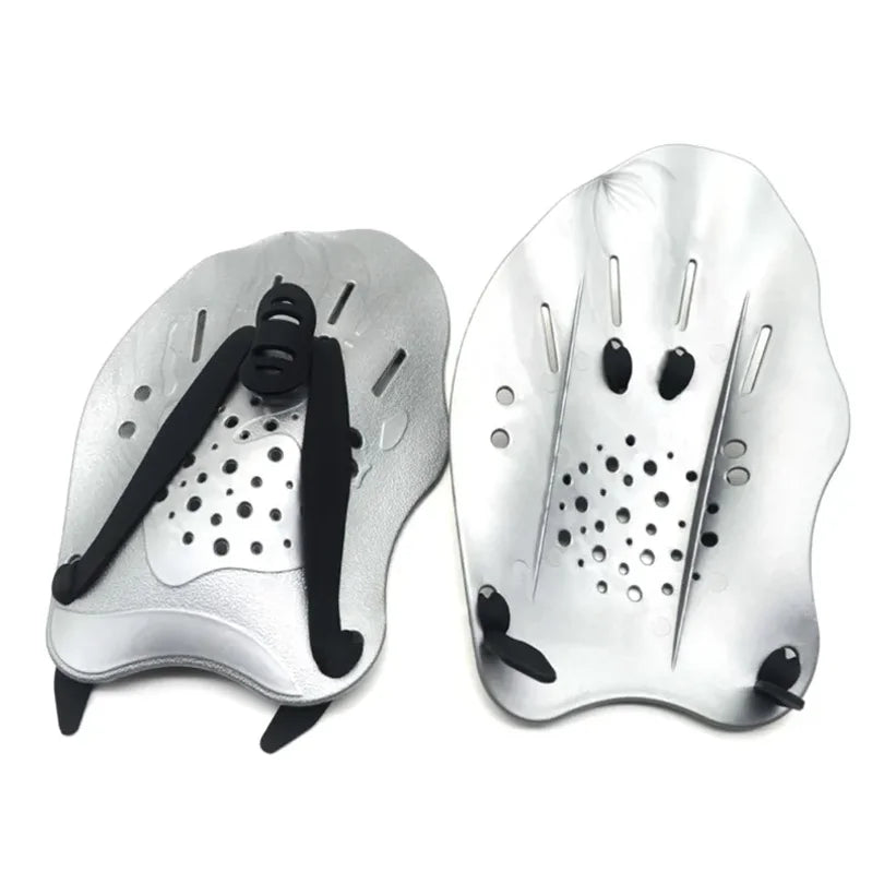 Adjustable silicone swimming paddles gloves for men, women, and kids to enhance swim training performance.