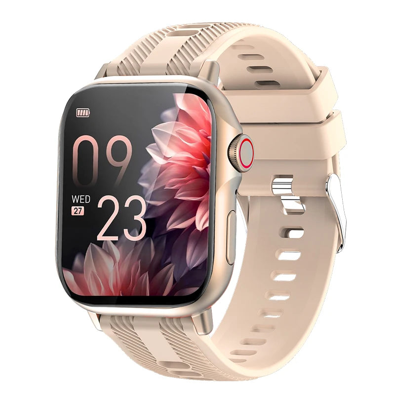 2025 Smart Watch for Men & Women with floral display, waterproof and fitness tracking features, stylish and functional design.