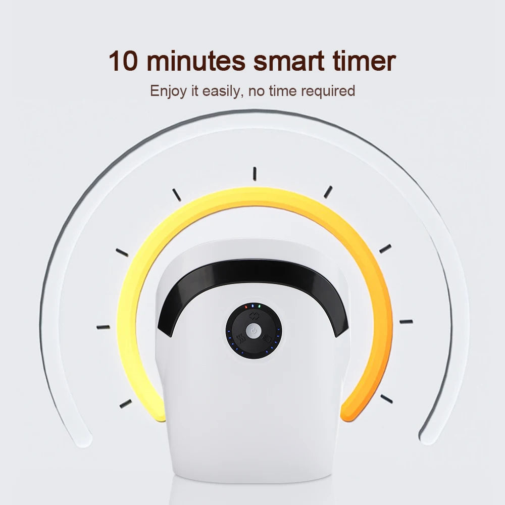 Electric hand massage device with 10 minutes smart timer for easy relaxation and heat therapy.