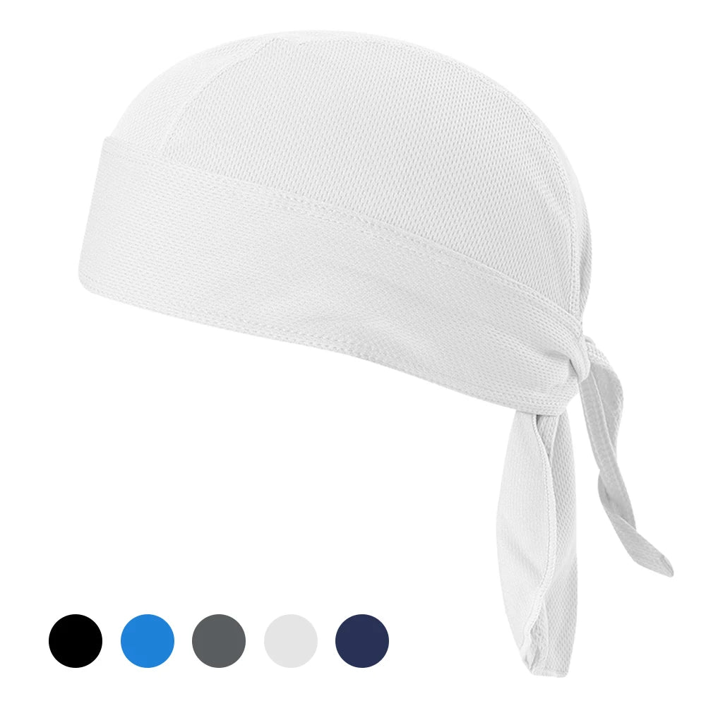 Quick-dry white cycling headband with sweat-wicking and sun protection features, available in multiple colors.