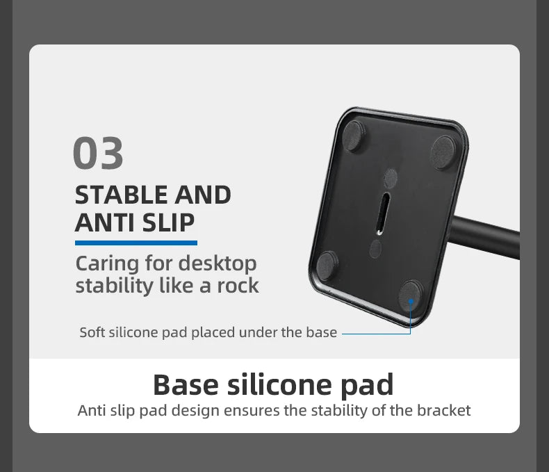 Image showing a stable headphone stand with an anti-slip silicone pad design for enhanced stability on desks.