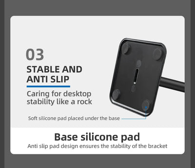 Image showing a stable headphone stand with an anti-slip silicone pad design for enhanced stability on desks.