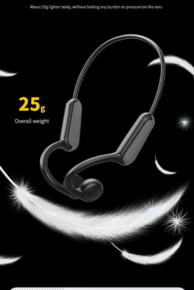 Lightweight bone conduction earphones showcasing 25g overall weight for comfortable wear.