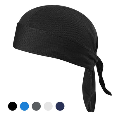 Quick-dry cycling headband in black, sweat-wicking and sun protective, perfect for outdoor sports.