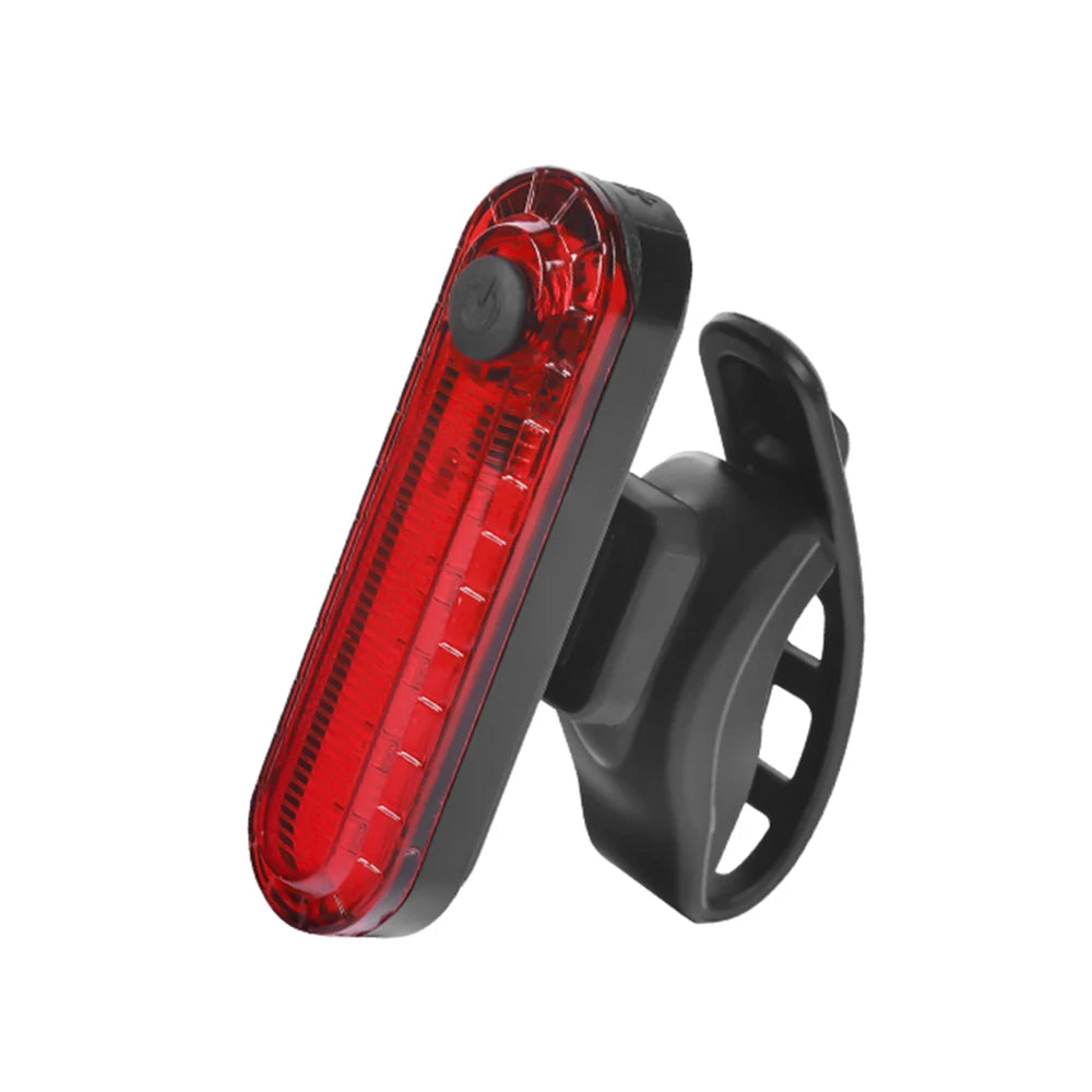 USB rechargeable ultra bright red bike tail light for cycling safety, waterproof, seatpost mounted, intelligent sensor.
