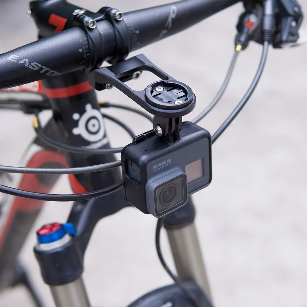 ZTTO bicycle stem mount for Garmin, Bryton, GoPro; aluminum construction; ideal for road bike and MTB cameras.
