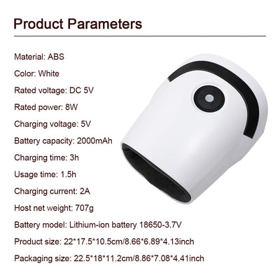 Electric Hand Massage Device with Airbag Compression, Heat Therapy, and Deep Kneading Specifications in White