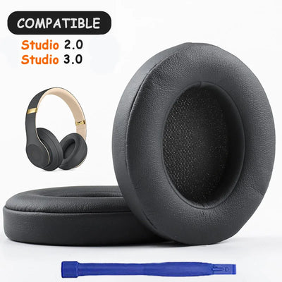 KUTOU earpads compatible with Beats Studio 2.0 and 3.0 headphones, premium leather ear cushions for superior comfort.