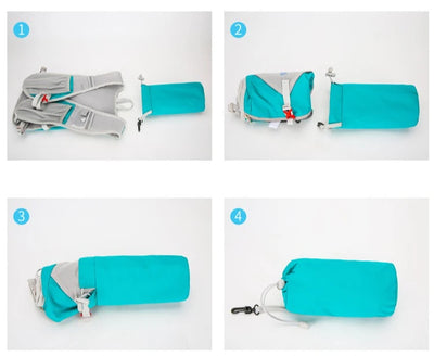 Ultralight waterproof hydration backpack for outdoor running and cycling, showcasing its folding features and compact design.