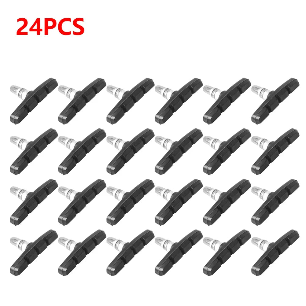 24-pack of durable rubber V-brake pads for MTB and folding bikes, ideal cycling accessories for effective braking performance.