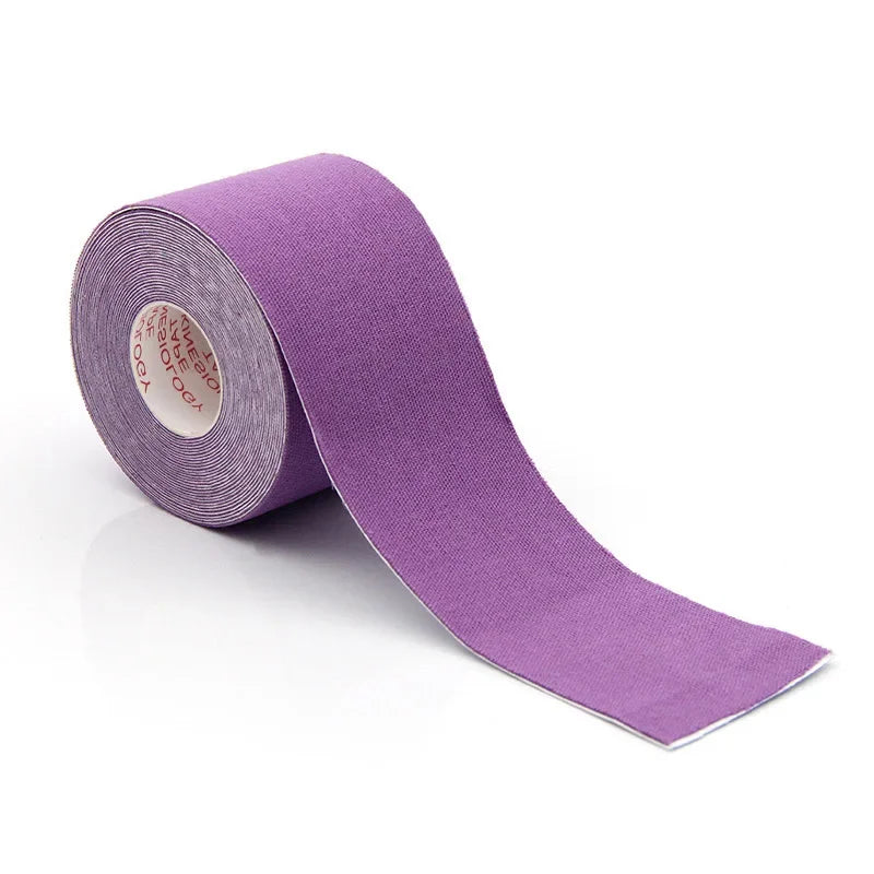 Purple kinesiology tape roll for face and neck lifting, wrinkle removal, and skin care.