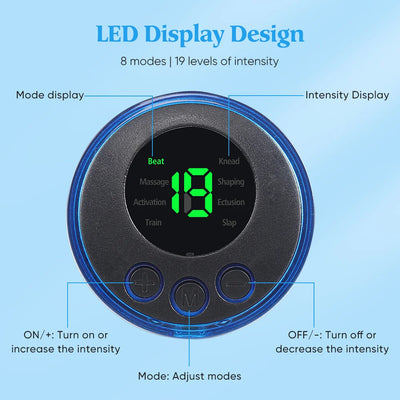 LED display of Electric EMS Neck Massager showing intensity levels, mode options, and control buttons for easy use.
