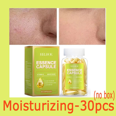 Vitamin E face essence capsules for moisturizing and nourishing, acne treatment, and anti-aging serum.
