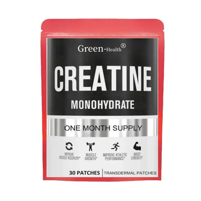 Creatine Monohydrate transdermal patches pack, 30 patches for muscle growth, strength, and energy boost.
