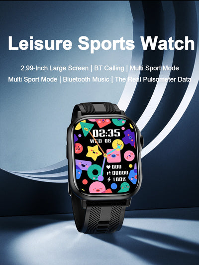 Leisure sports watch featuring a 2.99-inch screen, Bluetooth calling, and multi sport mode for active lifestyles.