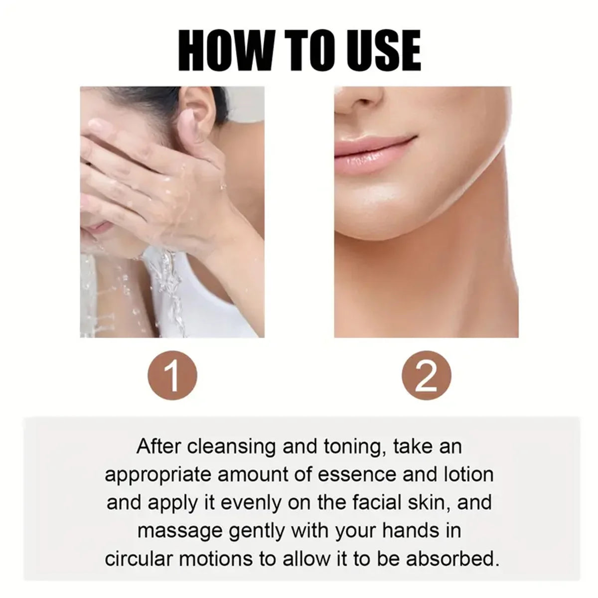 Instructions for using TRSTAY Vitamin B5 Serum: cleanse, apply essence, and massage gently into facial skin.