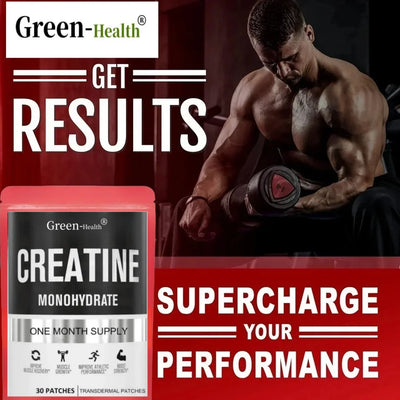 Creatine Monohydrate transdermal patches for muscle growth, 30 patches to enhance strength and energy performance.
