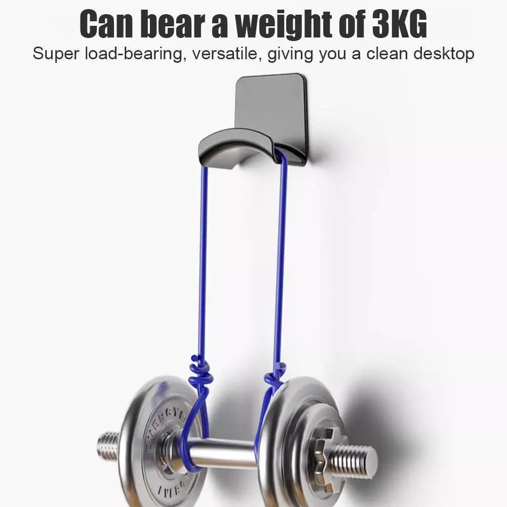 Wall-mounted hook supporting 3KG, ideal for organized desks and versatile storage solutions.