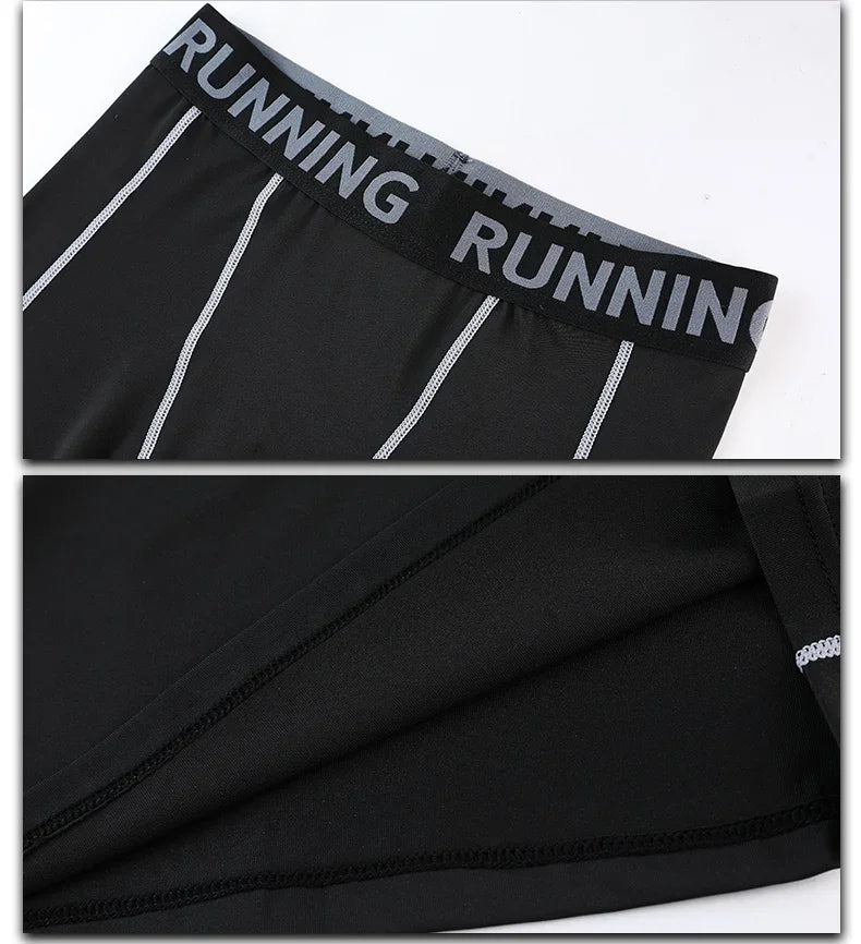 Men's compression sportswear pants featuring a comfortable waistband and breathable fabric for gym training.