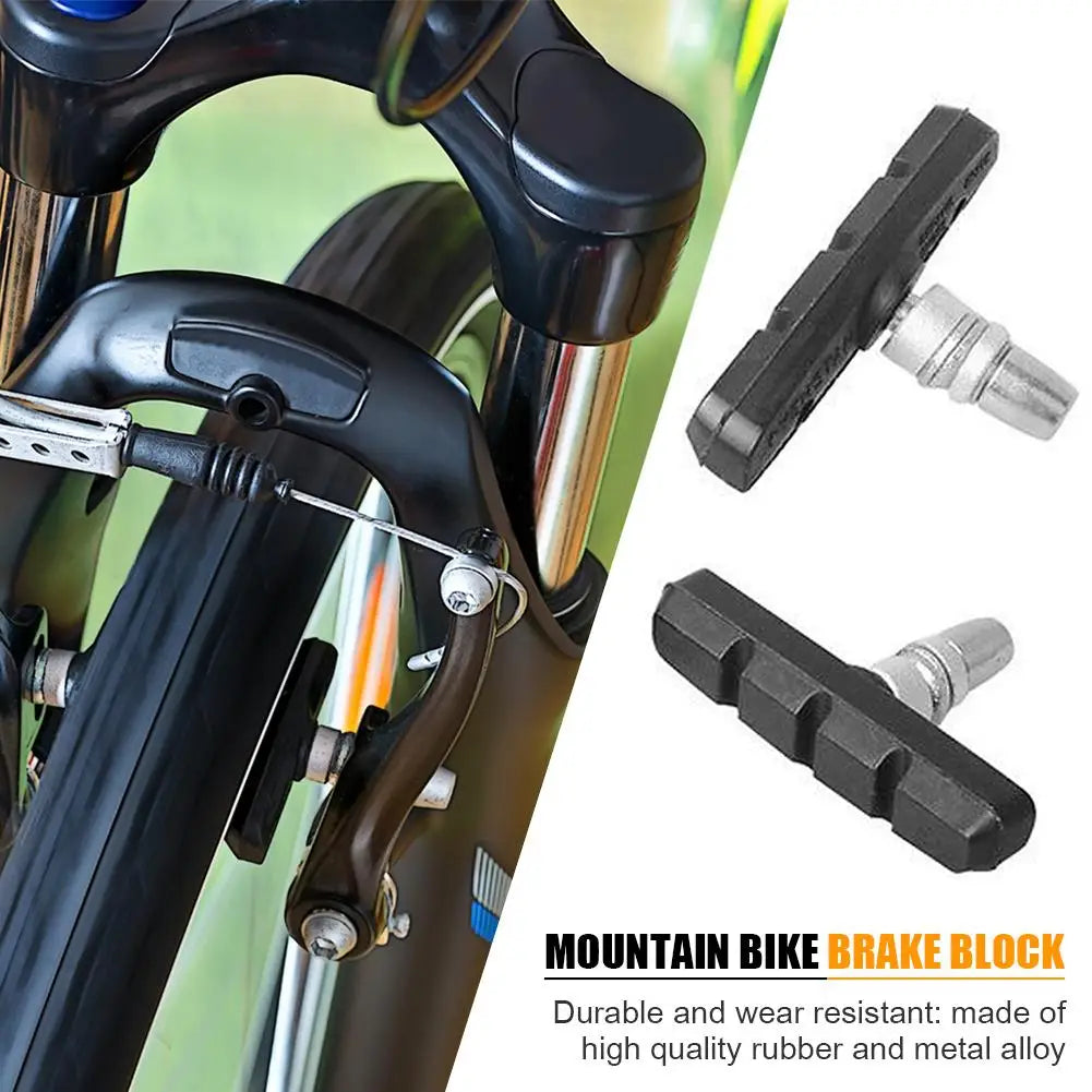 Mountain bike brake block made of durable rubber and metal alloy, designed for optimal performance and wear resistance.