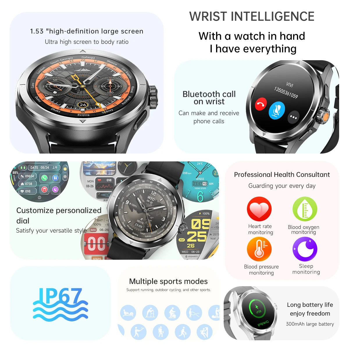 Xiaomi S4 Ultra Smartwatch features touchscreen, Bluetooth call, health tracking, and IP67 waterproof rating.