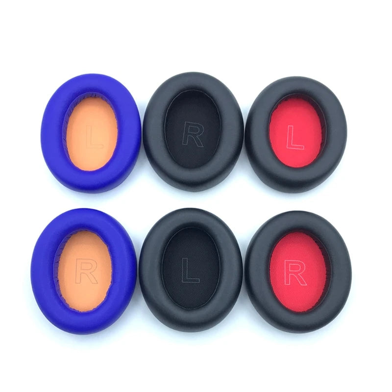 Replacement protein ear pads for Anker headphones in various colors including blue, black, and red. High-quality foam cushions.