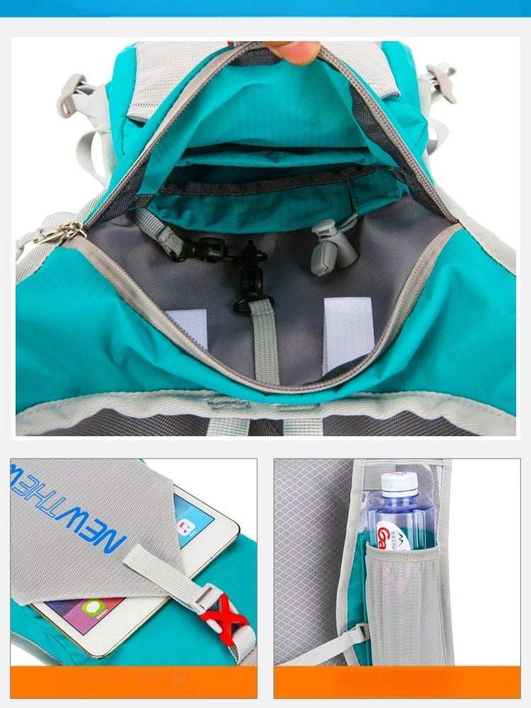 Ultralight waterproof hydration backpack interior showing compartments for hydration and storage.