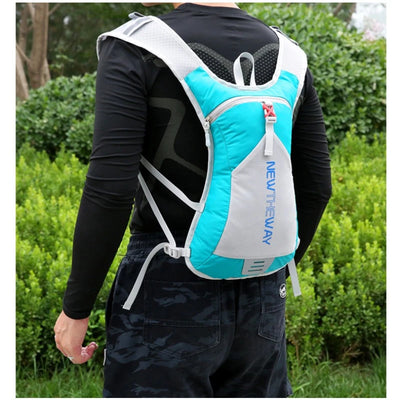 Ultralight waterproof hydration backpack for outdoor running and cycling, featuring comfortable straps and ergonomic design.