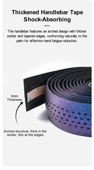 Thickened shock-absorbing handlebar tape featuring arched design for improved comfort and reduced hand fatigue.