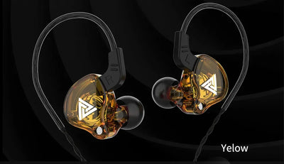 Erilles wired earphones with yellow design, featuring a microphone and playback control for gaming and music.