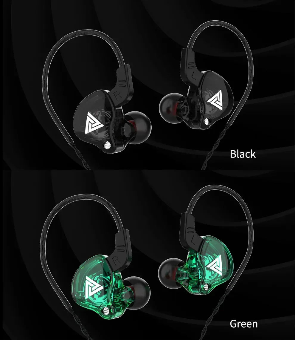 Cable wired earphones in black and green, designed for gaming with microphone and playback control features.