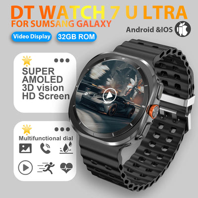 DT Watch 7 Ultra smartwatch featuring Super AMOLED 3D display, 32GB ROM, suitable for Samsung Galaxy, Android & iOS.