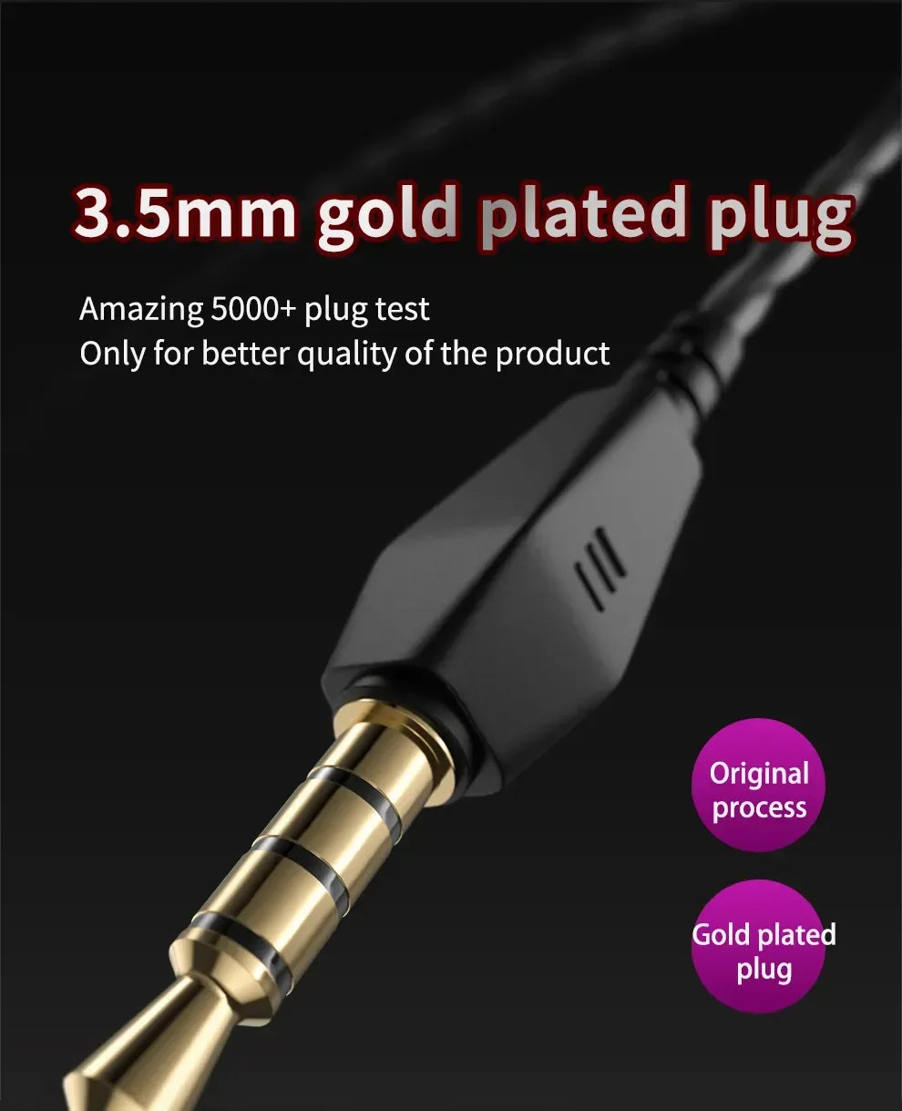 Close-up of a 3.5mm gold plated plug highlighting durability and quality assurance.