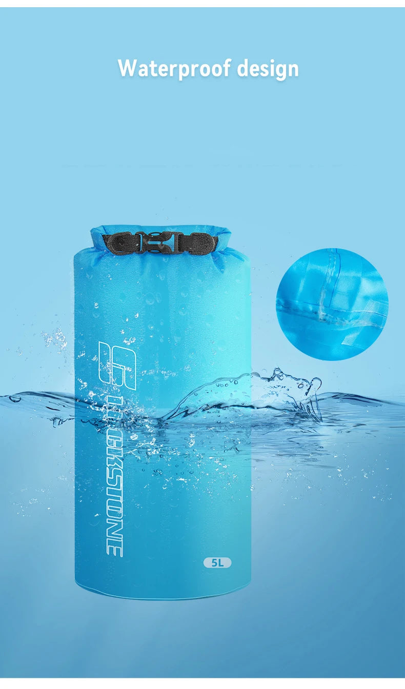 Waterproof dry bag designed for drifting and swimming, featuring a secure closure and ultralight material, ideal for clothes storage.