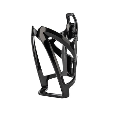 Lightweight black bicycle bottle cage designed for efficient water bottle holding, perfect for cycling enthusiasts.