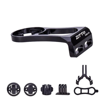 ZTTO bicycle stem computer mount for Garmin, Bryton, GoPro, and flashlight; durable aluminum design, compact and versatile.