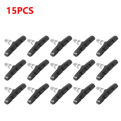 15pcs durable rubber V-brake pads for MTB and folding bikes, ideal cycling accessories for reliable braking performance.