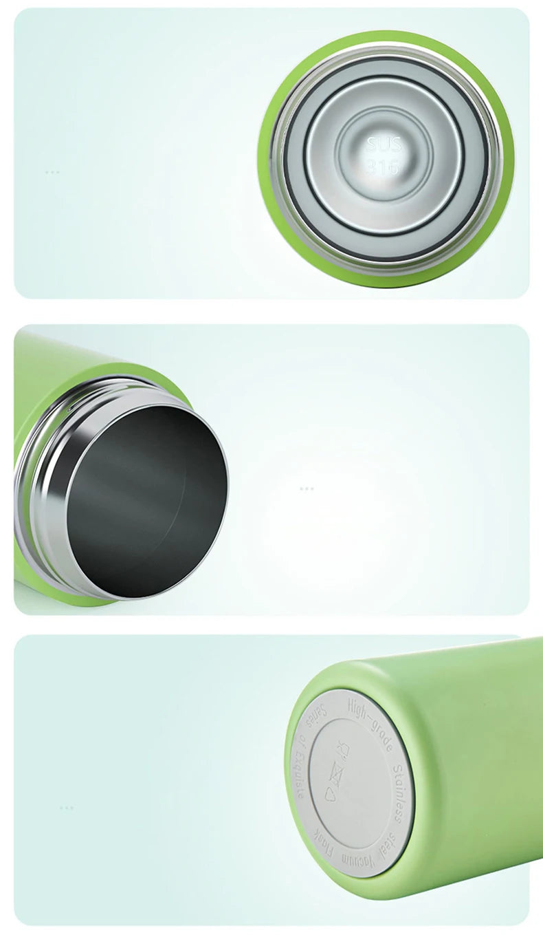 GIANXI Bouncing Straw Thermos stainless steel insulated water bottle showing interior and base design.