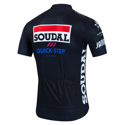 Men's SOUDAL Quick-Step cycling jersey, quick-dry, breathable, summer wear, back view with pockets.