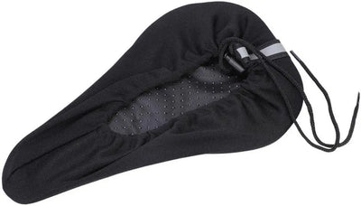 Padded bike seat cover made of soft foam for enhanced comfort during MTB and road cycling, available in black.