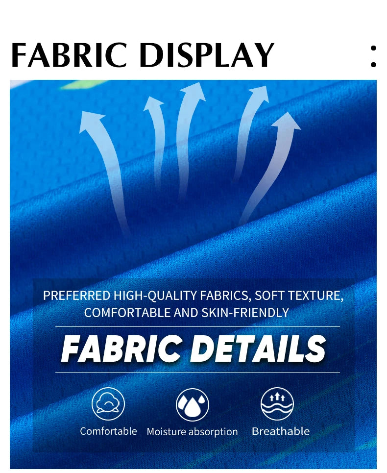 Fabric display of custom marathon running suit, highlighting comfortable, moisture-absorbing, and breathable materials.
