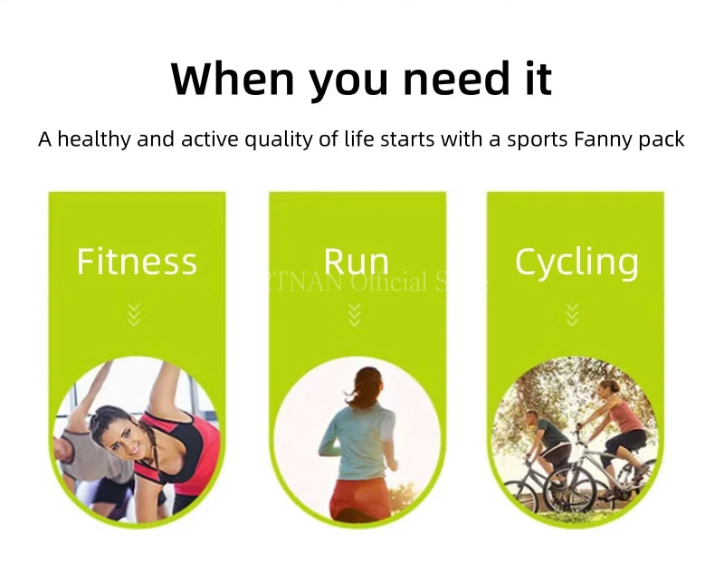 Healthy lifestyle with Waterproof Running Waist Pack for fitness, running, and cycling activities.