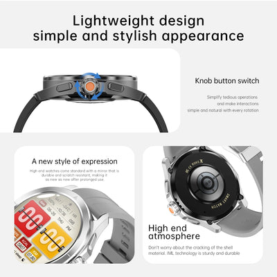 Xiaomi S4 Ultra Smartwatch showcasing its lightweight design, knob button switch, and stylish features for men.