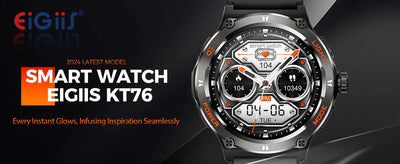 2024 Eigiis KT76 smart watch featuring advanced display and modern design, perfect for tech enthusiasts.