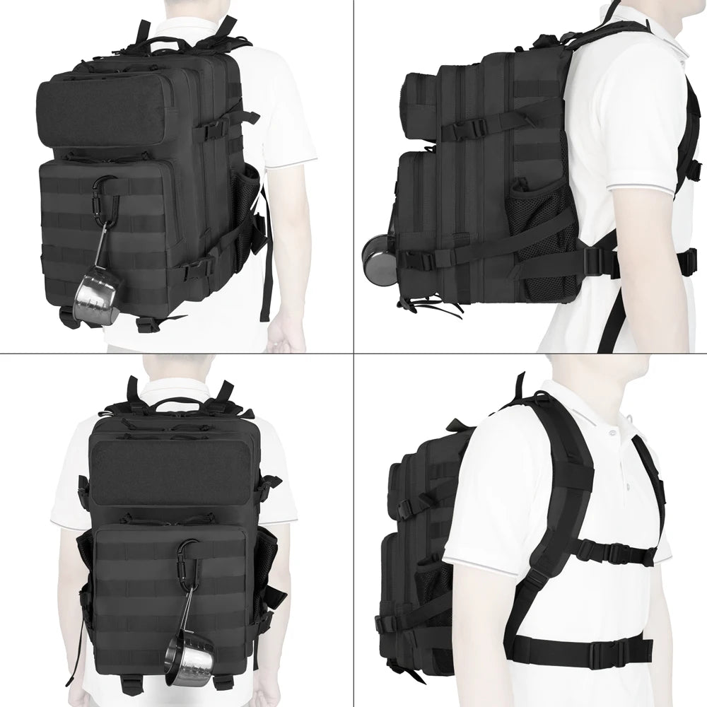 Versatile 45L tactical backpack for hiking, camping and fitness, featuring waterproof design and multi-functional expansion.