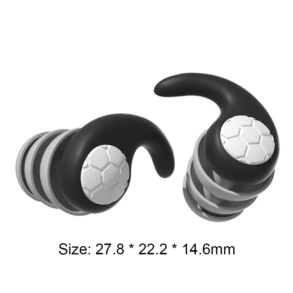Silicone earplugs designed for swimming and noise reduction, featuring soft nano silica gel for comfort.