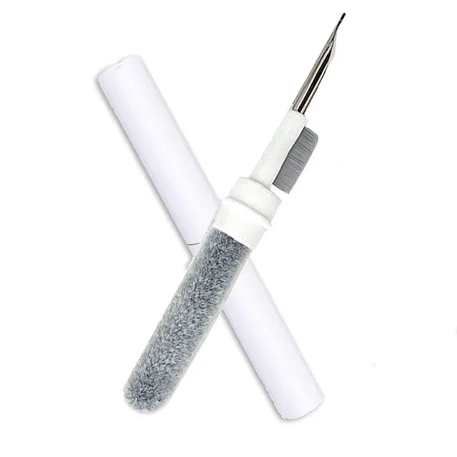 Bluetooth earphone cleaning kit pen brush tool for AirPods in white and grey, designed for easy earphone maintenance.